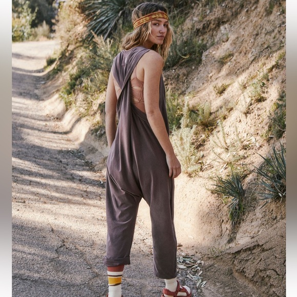 FP Movement by Free People Pants - Free People Movement Hot Shot Twisted Onesie - Charcoal Brown